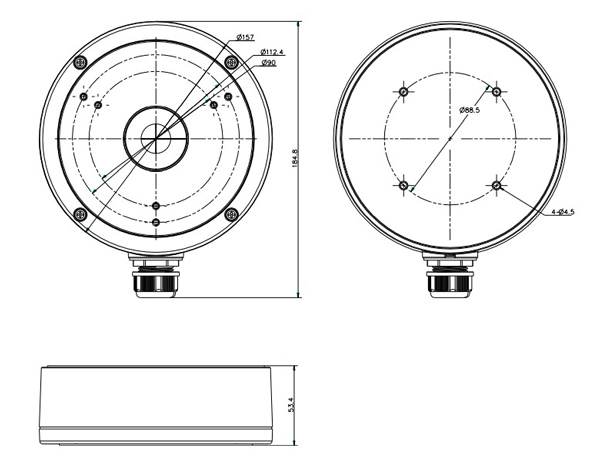 DS-1280ZJ-M-1 HIKVISION HIWATCH βάση κάμερας DS-1280ZJ-M, μεταλλική, λευκή