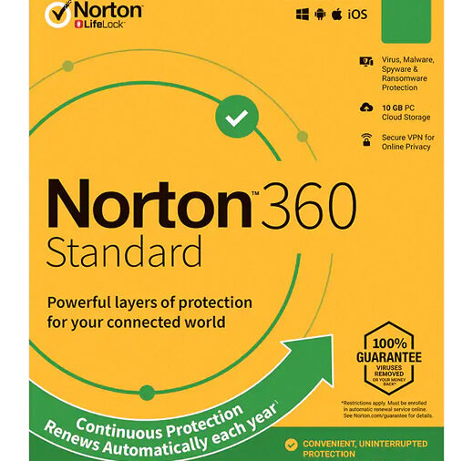 NORTON Antivirus 360 Standard ESD, 1 συσκευή, 10GB cloud, 1 έτος