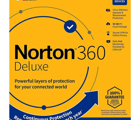 NORTON Antivirus 360 Deluxe ESD, 5 συσκευές, 50GB cloud, 1 έτος