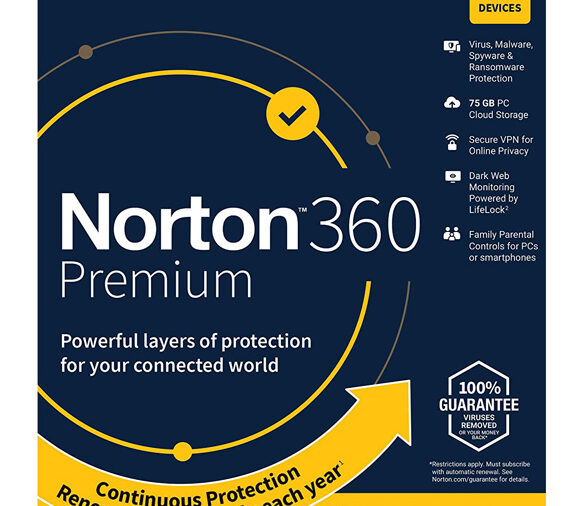 NORTON Antivirus 360 Premium ESD, 10 συσκευές, 75GB cloud, 1 έτος