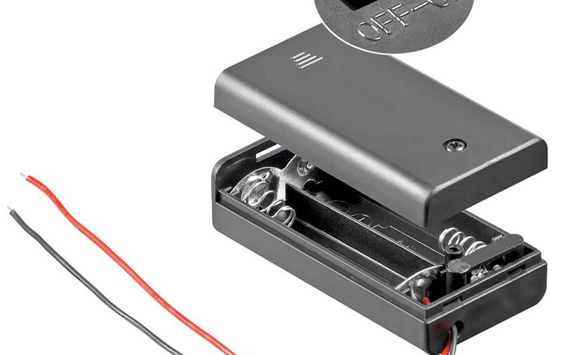 GOOBAY θήκη μπαταρίας με διακόπτη 12443, 2x AA LR6, αδιάβροχη, μαύρη