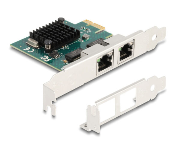 88205 DELOCK κάρτα επέκτασης PCIe x1 σε 2x RJ45 Gigabit 88205, 1000Mbps