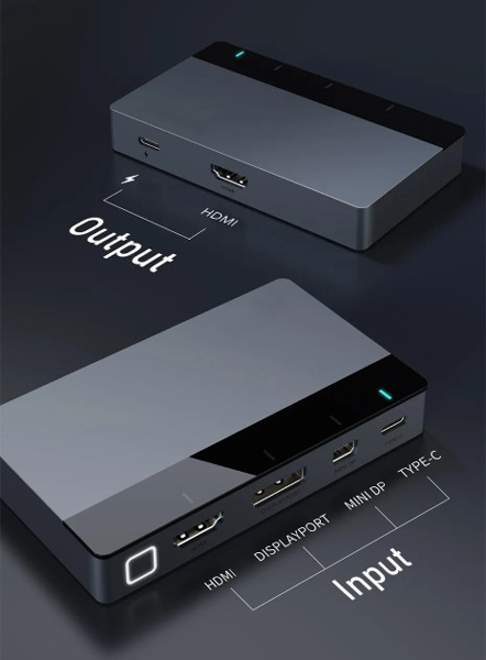 CABLETIME multi-port switch CT-PS41-GB1 σε HDMI, 4 σε 1, 4K/60Hz, γκρι