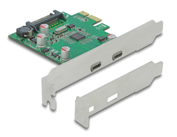 90493 DELOCK κάρτα επέκτασης PCIe x1 σε 2x USB-C 90493, 5Gbps