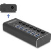 DELOCK USB hub 64326 με διακόπτες, 7x θυρών, 10Gbps, USB/USB-C σύνδεση, μαύρο