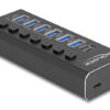 DELOCK USB hub 64326 με διακόπτες, 7x θυρών, 10Gbps, USB/USB-C σύνδεση, μαύρο