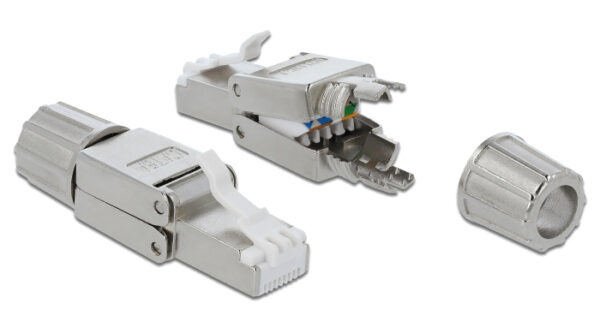 86477 DELOCK βύσμα RJ45 CAT 6A STP 86477, tool-free, ασημί