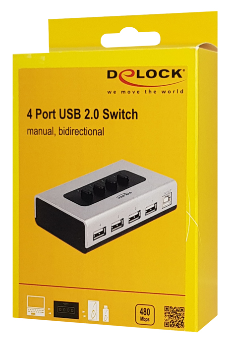 DELOCK USB switch 87762 σε USB Type B, 4 σε 1, bidirectional, ασημί