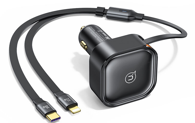 USAMS φορτιστής αυτοκινήτου US-CC219 καλώδιο USB-C/Lightning 30W, μαύρος