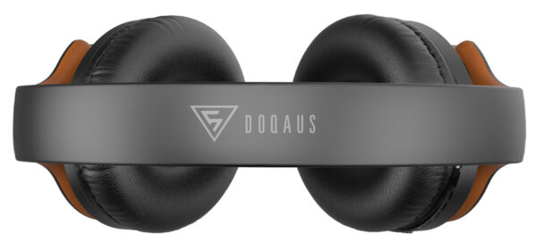 DOQAUS headphones DESIGN 1, ασύρματα & ενσύρματα, Φ40mm, 600mAh, μαύρα/καφέ