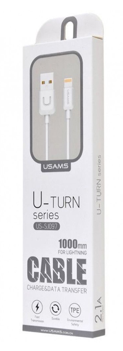 USAMS καλώδιο Lightning σε USB US-SJ097, 10.5W, 1m, λευκό