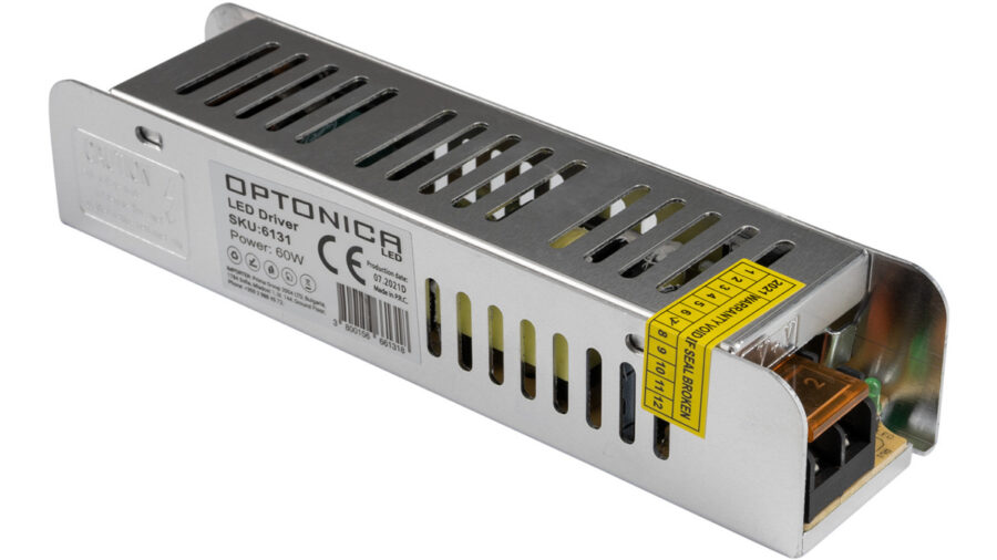 OPTONICA τροφοδοτικό LED καλωδιοταινίας 6131, 60W, 12V/5A