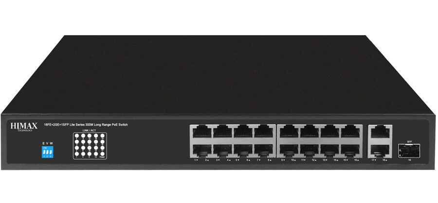 HIMAX PoE switch PS11602FE-L, 16x Ethernet PoE/2x Ethernet/2x SFP θύρες, έως 1000Mbps