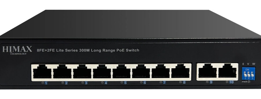 HIMAX PoE switch PS1802E-L, 8x Ethernet PoE & 2x Ethernet θύρες, έως 100Mbps