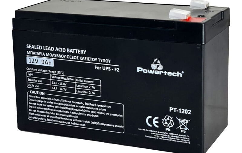 POWERTECH μπαταρία μολύβδου PT-1202 για UPS, 12V 9Ah, F2