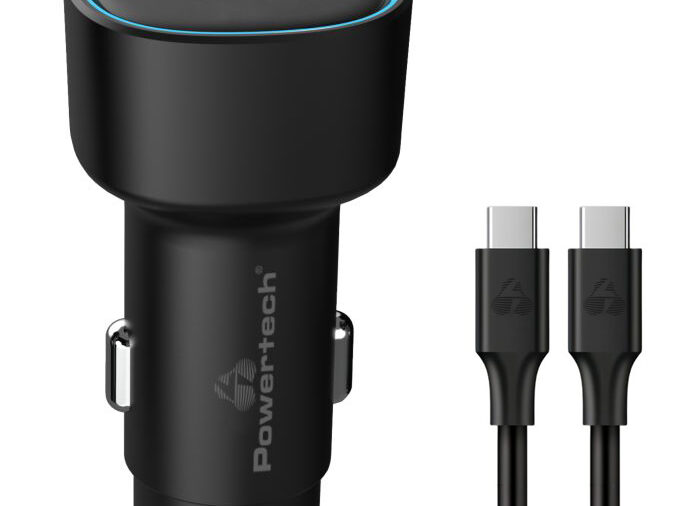 POWERTECH φορτιστής αυτοκινήτου PT-1230, καλώδιο, USB/USB-C, 48W, μαύρος