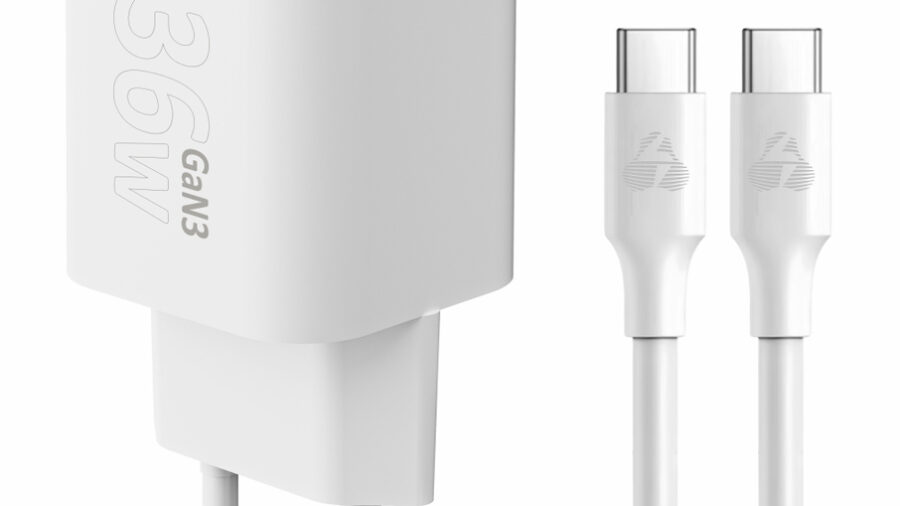 POWERTECH φορτιστής τοίχου PT-1350 με καλώδιο, USB-C, 36W, GaN, λευκός