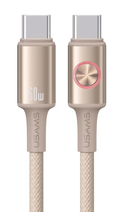 USAMS καλώδιο USB-C SJ752, 60W, 480Mbps, 1.2m, μπεζ