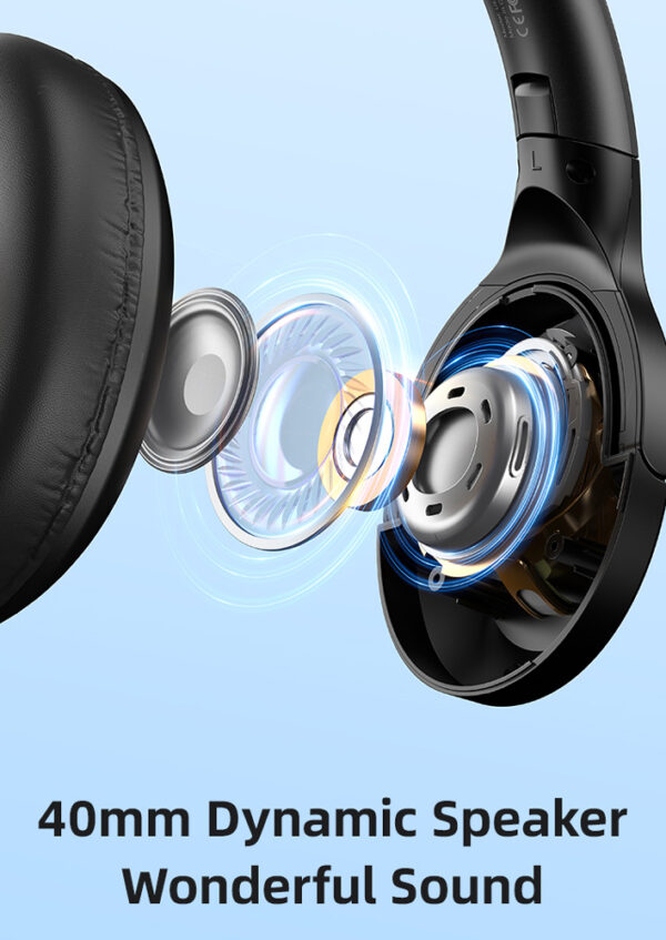 USAMS headphones YH21, ασύρματα & ενσύρματα, Φ40mm, 500mAh, μαύρα