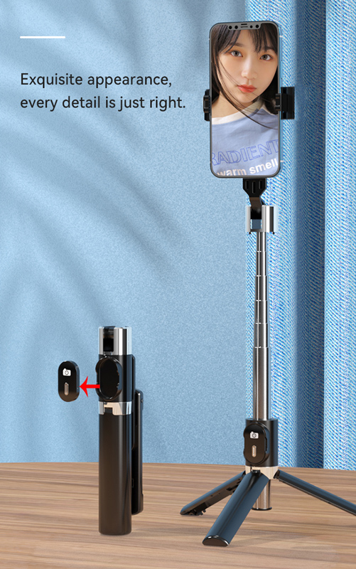 USAMS selfie stick ZB324 με τρίποδο, έως 110cm, Bluetooth, μαύρο