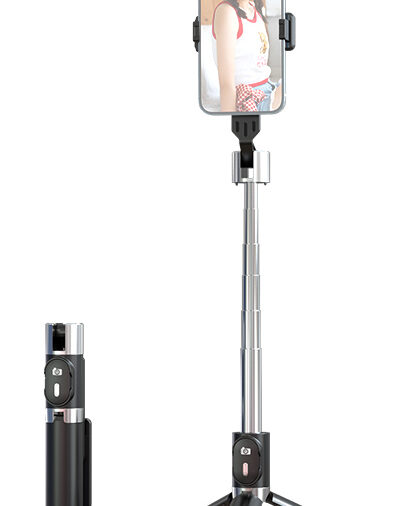 USAMS selfie stick ZB324 με τρίποδο, έως 110cm, Bluetooth, μαύρο