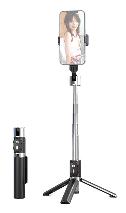 USAMS selfie stick ZB324 με τρίποδο, έως 110cm, Bluetooth, μαύρο